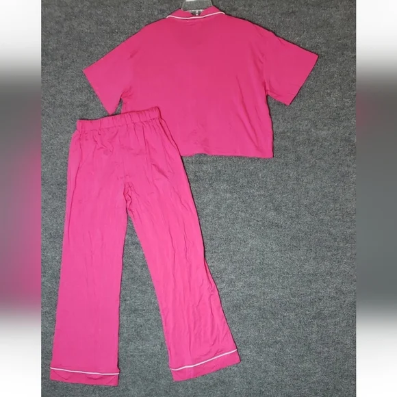 Stripe & Stare Women's 2 Piece Pink White Pajama Set Super Soft - Picture 3 of 11